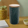 Orsina Bali Large Dark Green Porcelain Storage Jar with Bamboo Lid