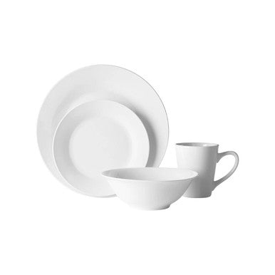 Orsina Elmira 16-Piece White Porcelain Coupe Dinner Set | Modern Tableware