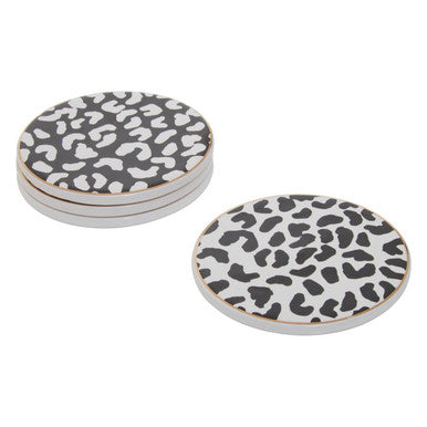 Orsina London Leo Leopard Print Drink Coasters – Set of 4 Modern Coasters