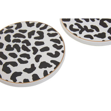 Orsina London Leo Leopard Print Drink Coasters – Set of 4 Modern Coasters
