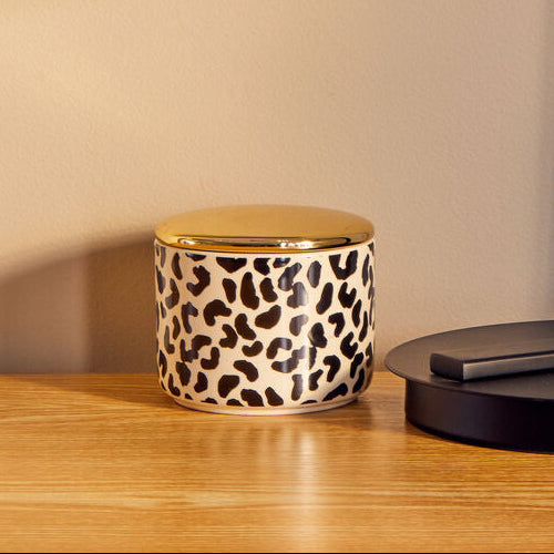Orsina London Leo Small Ceramic Canister | Black, White & Gold Decor