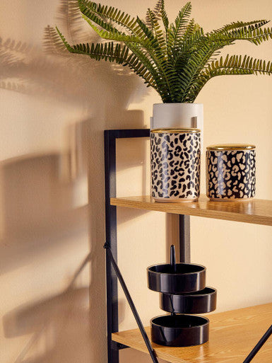 Orsina London Leo Medium Kitchen Storage Canister – Black, White & Gold