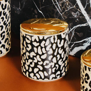 Orsina London Leo Medium Kitchen Storage Canister – Black, White & Gold