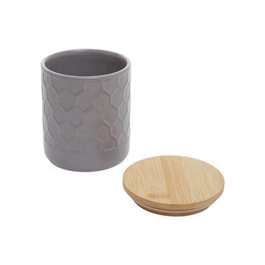 Orsina Geome Grey 550ml Storage Canister – Stoneware with Bamboo Lid