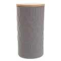 Orsina Geome Grey Stoneware Storage Canister with Bamboo Lid - 1250ml