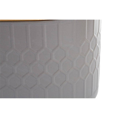 Orsina Geome Grey Stoneware Bread Bin with Airtight Bamboo Lid