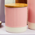 Orsina Geome Pink 550ml Storage Canister with Bamboo Lid | Ribbed Ceramic