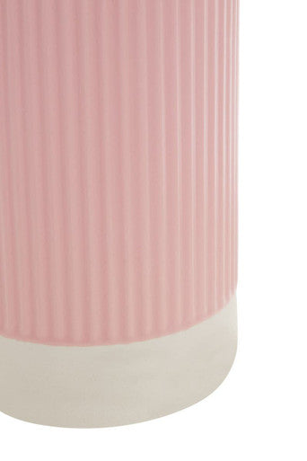 Orsina Geome Pink Stoneware Storage Canister with Bamboo Lid – 1250ml