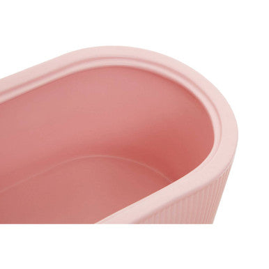 Orsina Geome Pink Stoneware Bread Bin with Bamboo Lid - 2-Tone