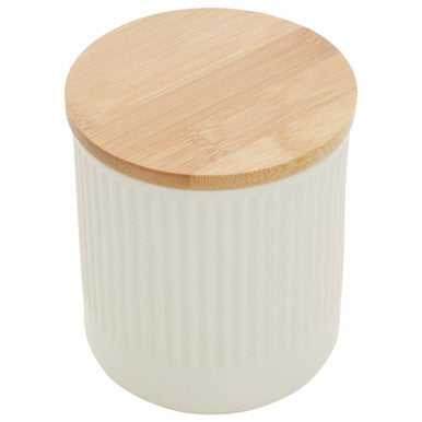Orsina Geome Cream Ceramic Storage Canister with Bamboo Lid – 550ml