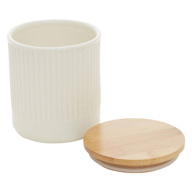Orsina Geome Cream Ceramic Storage Canister with Bamboo Lid – 550ml