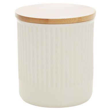 Orsina Geome Cream Ceramic Storage Canister with Bamboo Lid – 550ml