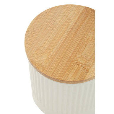 Orsina Geome Cream Ceramic Storage Canister with Bamboo Lid – 550ml