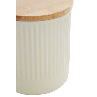 Orsina Geome Cream Ceramic Storage Canister with Bamboo Lid – 550ml