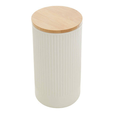 Orsina Geome Cream Stoneware Storage Canister with Bamboo Lid – 1250ml