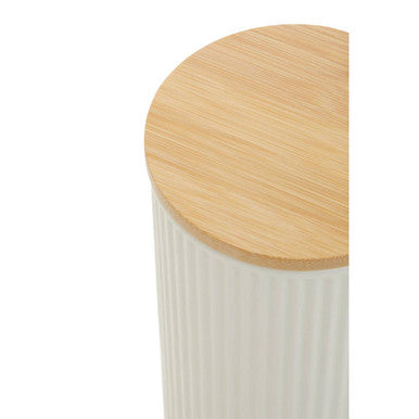 Orsina Geome Cream Stoneware Storage Canister with Bamboo Lid – 1250ml