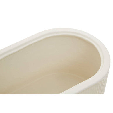 Orsina Geome Bread Bin – Cream Stoneware Kitchen Storage with Bamboo Lid