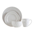 Orsina Avie 16 Piece White Embossed Porcelain Dinnerware Set