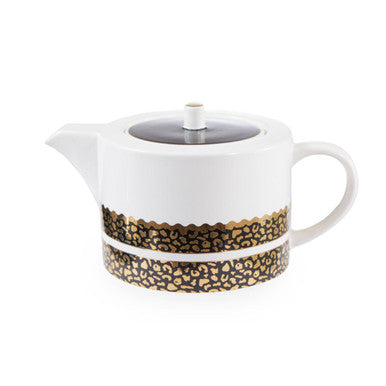 Orsina London Leo Stoneware Teapot – Modern Leopard Print Tea Service