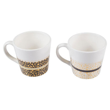 Orsina London Leopard Print Stoneware Coffee Mugs | Set of Two