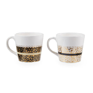 Orsina London Leopard Print Stoneware Coffee Mugs | Set of Two