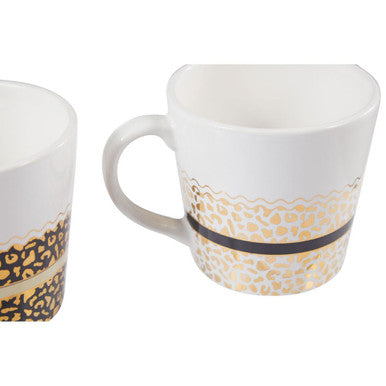 Orsina London Leopard Print Stoneware Coffee Mugs | Set of Two