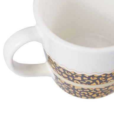 Orsina London Leopard Print Stoneware Coffee Mugs | Set of Two