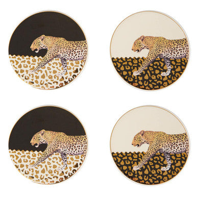 Orsina London Leo Leopard Print Coasters – Set of 4 Table Protectors