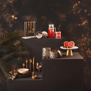 Orsina London Leo Large Stoneware Serving Bowl | Black & Gold Leopard