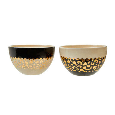 Orsina London Leo Stoneware Small Bowls – Leopard Print Set of 2