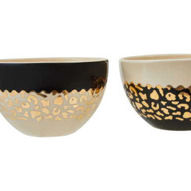 Orsina London Leo Stoneware Small Bowls – Leopard Print Set of 2