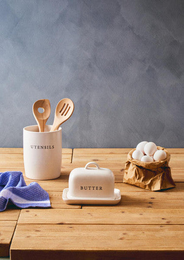 Orsina Farmhouse Cream Large Butter Dish | Ceramic Kitchen Storage