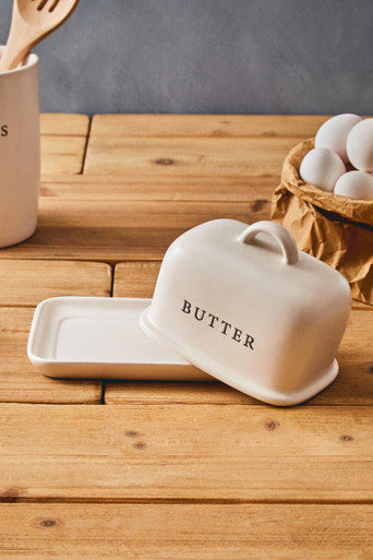Orsina Farmhouse Cream Large Butter Dish | Ceramic Kitchen Storage