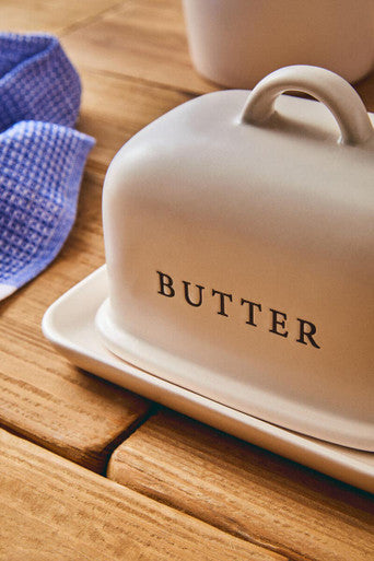 Orsina Farmhouse Cream Large Butter Dish | Ceramic Kitchen Storage