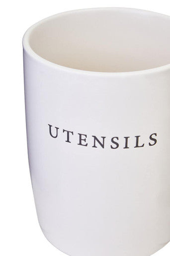 Orsina Farmhouse Cream Utensil Holder – Stoneware Kitchen Organizer