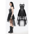 Dark in Love Isolde Gothic High-Low Dress - Faux Leather Corset