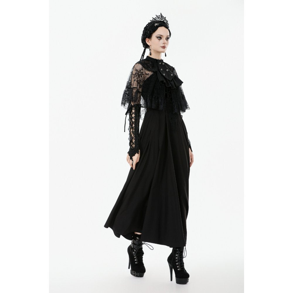 Dark in Love Bellatrix Lace Ruffle Capelet – Gothic Victorian Cape
