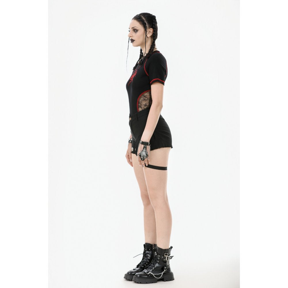 Dark in Love Gwen Black Pleated Garter Shorts – High-Waisted Goth