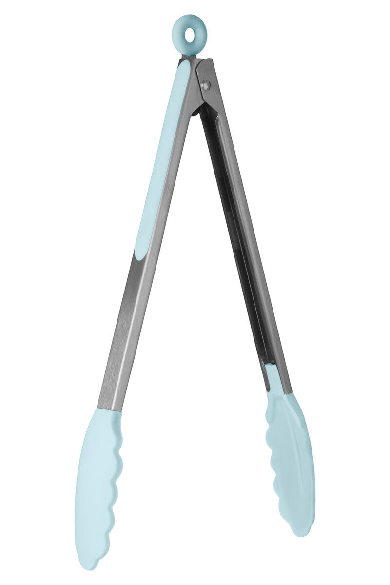 Orsina Stainless Steel and Silicone Kitchen Tongs – Light Blue, 12-Inch