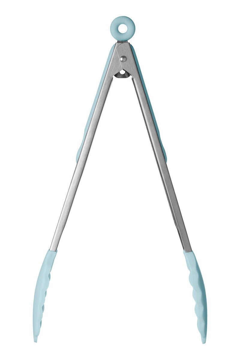 Orsina Stainless Steel and Silicone Kitchen Tongs – Light Blue, 12-Inch