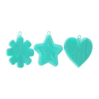 Orsina Mimo Teal Silicone Dish Scrubbers – Non-Scratch Set of 3