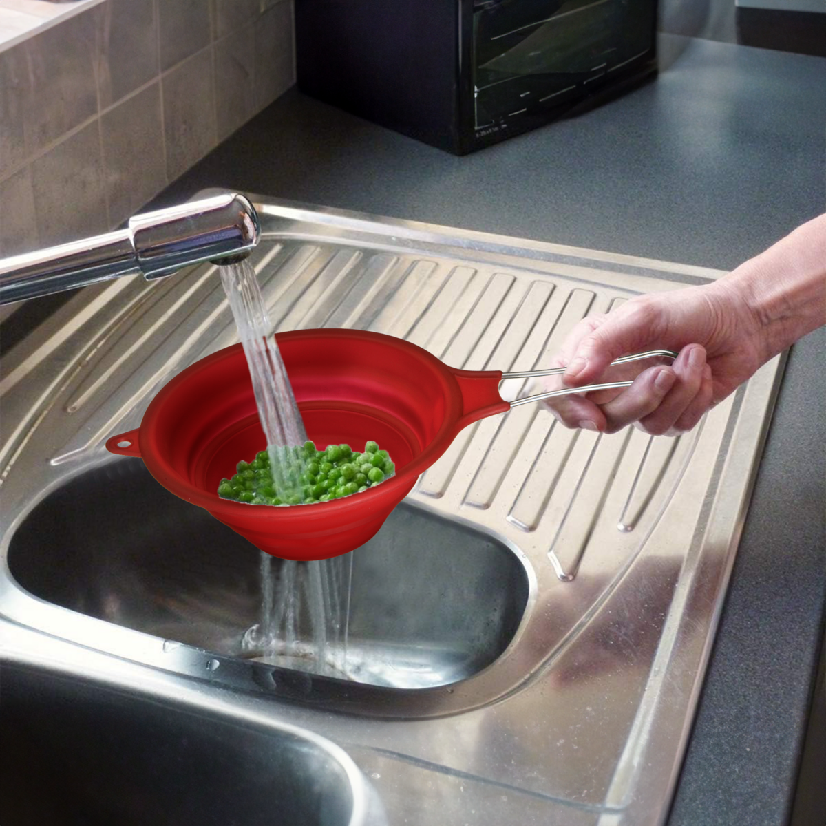 Orsina Zing Red Silicone Collapsible Strainer | Space-Saving Colander