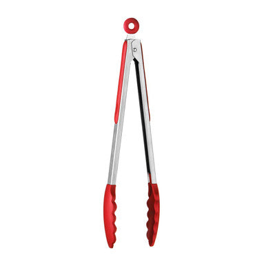 Orsina Zing Stainless Steel Kitchen Tongs with Red Silicone Tips