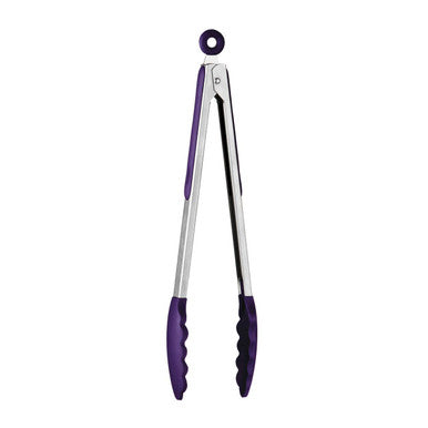 Orsina Zing Stainless Steel Kitchen Tongs with Purple Silicone Grips