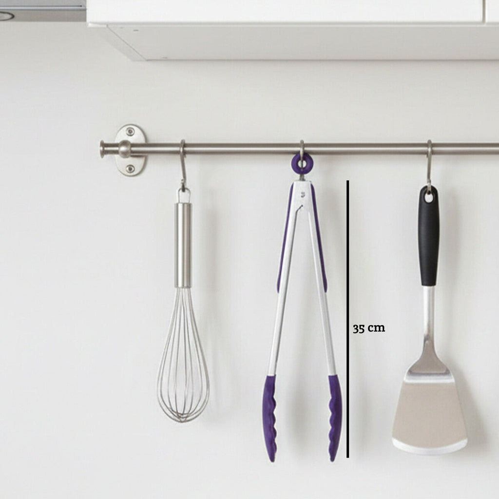 Orsina Zing Stainless Steel Kitchen Tongs with Purple Silicone Grips