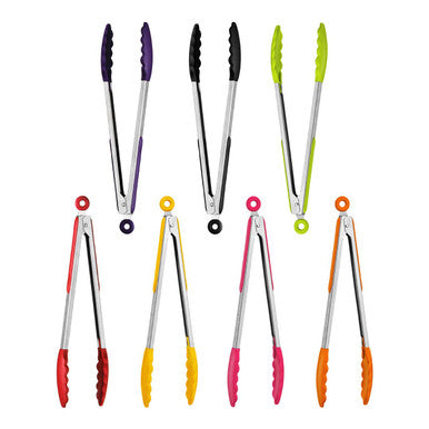 Orsina Zing Black Silicone and Stainless Steel Tongs – Heat Resistant