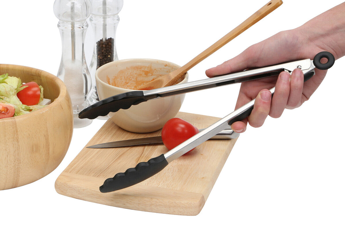 Orsina Zing Black Silicone and Stainless Steel Tongs – Heat Resistant