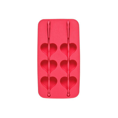 Orsina Heart Shape Ice Cube Tray – Flexible Pink Silicone Mold, 6 Cavity