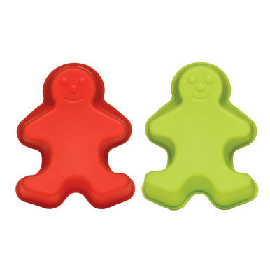 Orsina Gingerbread Men Silicone Cake Moulds - Red & Green Set of 2