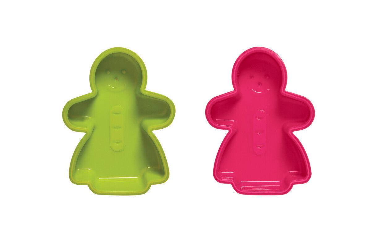 Orsina Gingerbread Ladies Silicone Cake Moulds - 2 Pack, Pink & Green